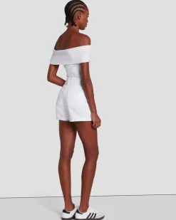 Broken Twill Mid Roll Short In White