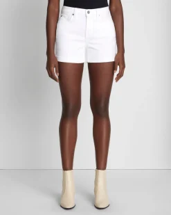 Broken Twill Mid Roll Short In White
