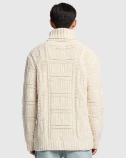 Cableknit Turtleneck in Alabaster