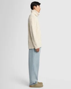 Cableknit Turtleneck in Alabaster