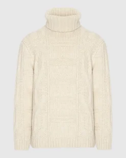 Cableknit Turtleneck in Alabaster