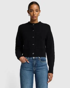 Cashmere Blend Cardigan in Black