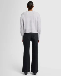 Cashmere Blend Crewneck Sweater in Black