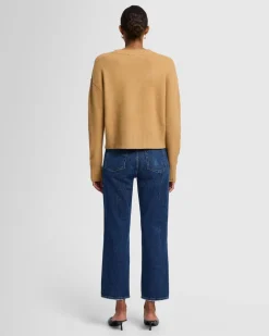 Cashmere Blend Crewneck Sweater in Black