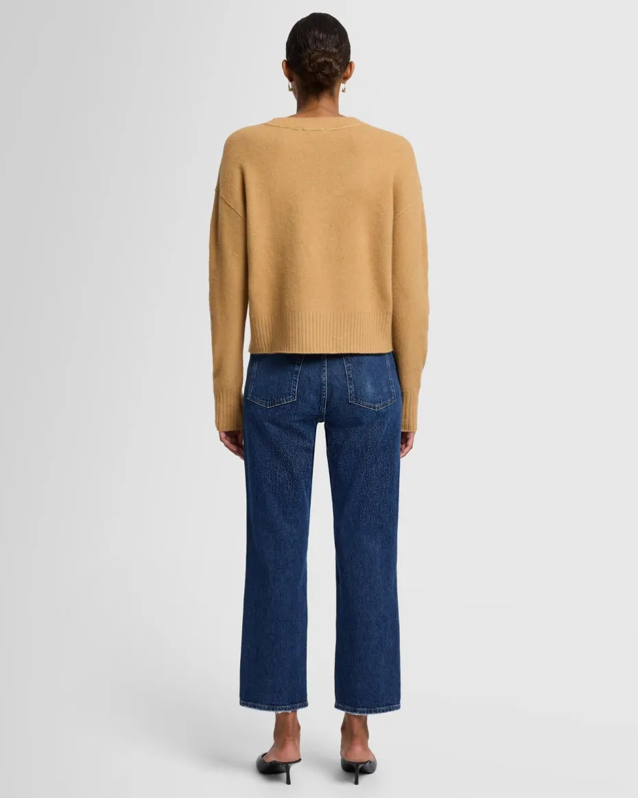 Cashmere Blend Crewneck Sweater in Black