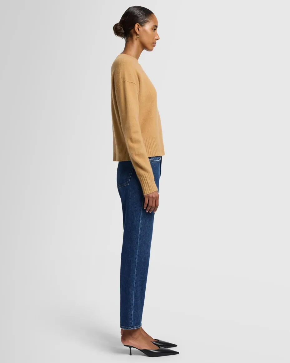 Cashmere Blend Crewneck Sweater in Black