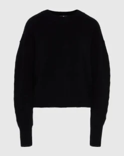 Cashmere Blend Crewneck Sweater in Black
