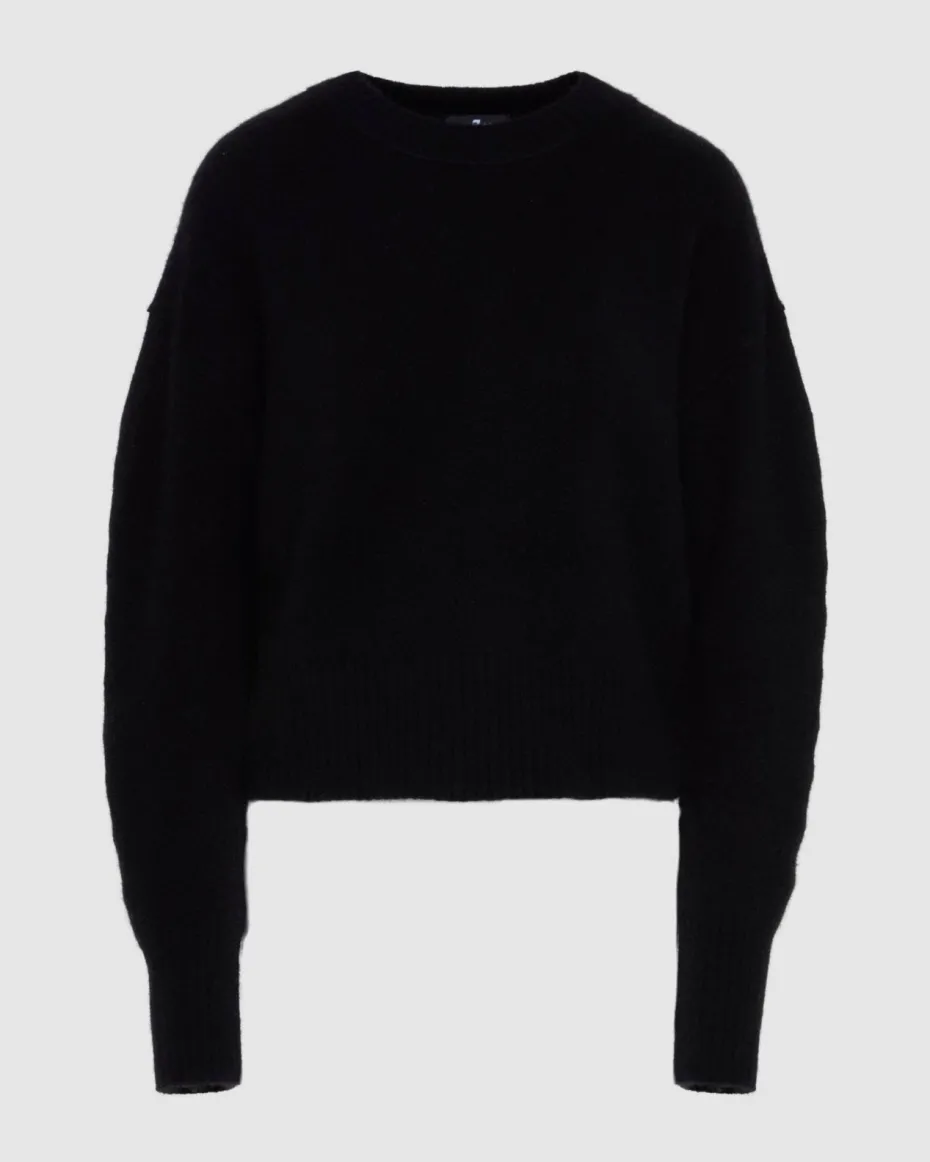 Cashmere Blend Crewneck Sweater in Black