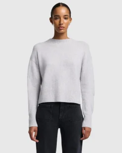 Cashmere Blend Crewneck Sweater in Black