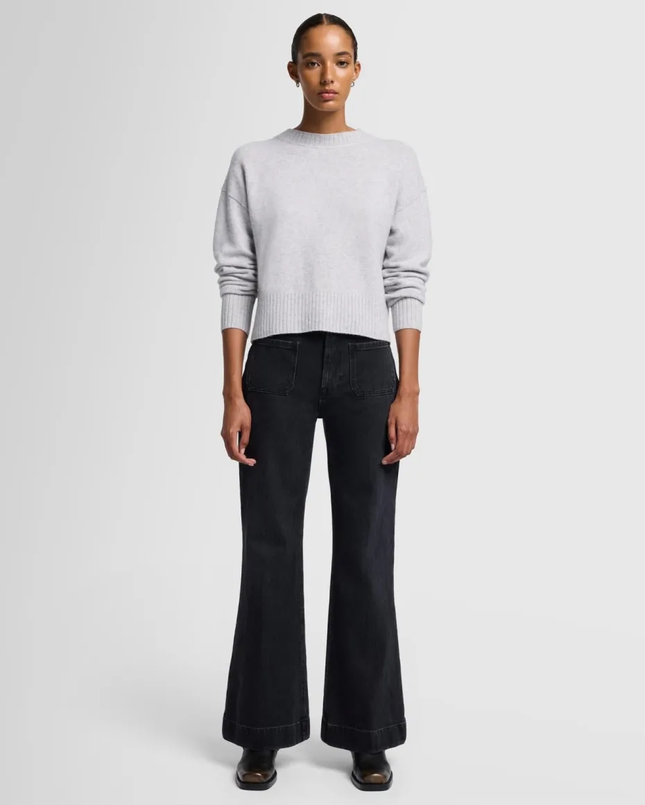 Cashmere Blend Crewneck Sweater in Black