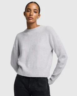 Cashmere Blend Crewneck Sweater in Black