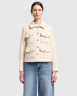 Cashmere Boucle Jacket in Milk