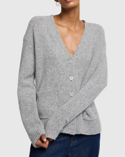 Cashmere Boyfriend Cardigan in Quiet Grey