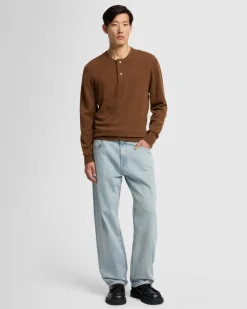 Cashmere Henley Sweater in Nutshell
