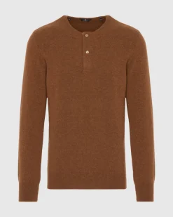 Cashmere Henley Sweater in Nutshell
