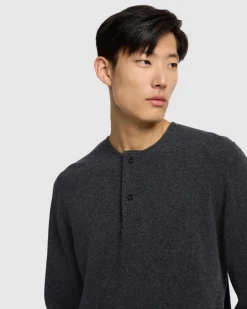 Cashmere Henley Sweater in Nutshell