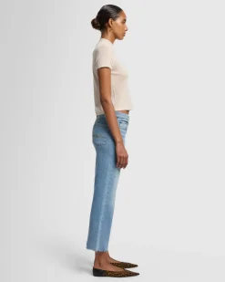 Cashmere Mock Neck Short Sleeve Sweater in Porcini