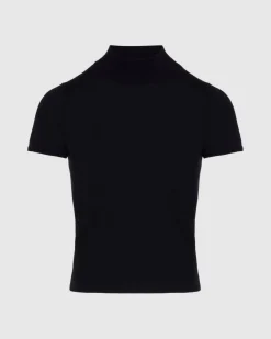 Cashmere Mock Neck Short Sleeve Sweater in Porcini
