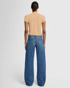 Cashmere Mock Neck Short Sleeve Sweater in Porcini