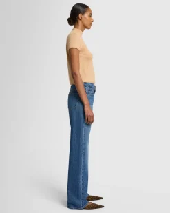 Cashmere Mock Neck Short Sleeve Sweater in Porcini