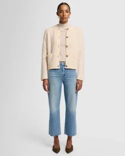 Cashmere Mock Neck Short Sleeve Sweater in Porcini