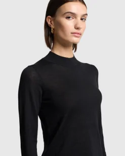 Cashmere Mock Neck Sweater in Black