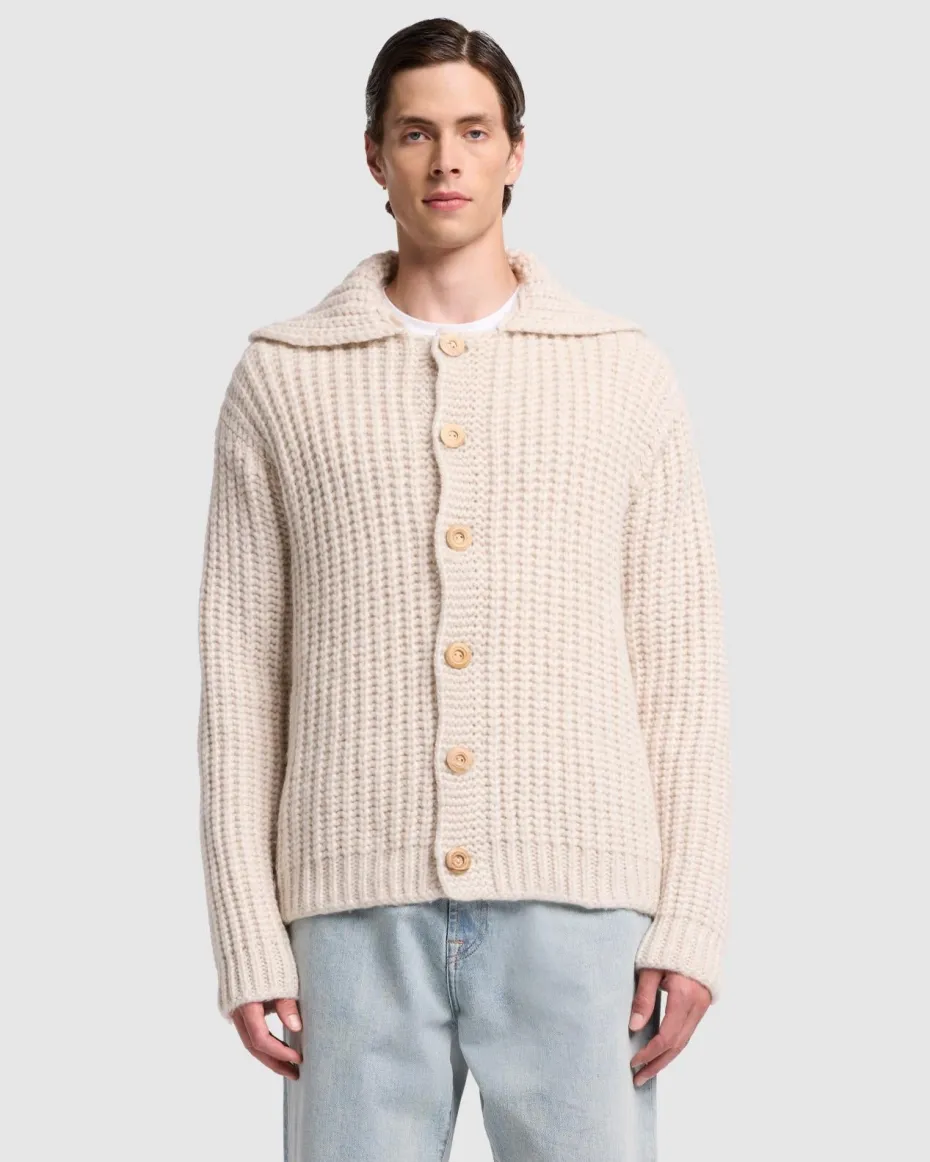 Chunky Knit Cardigan in Light Brown