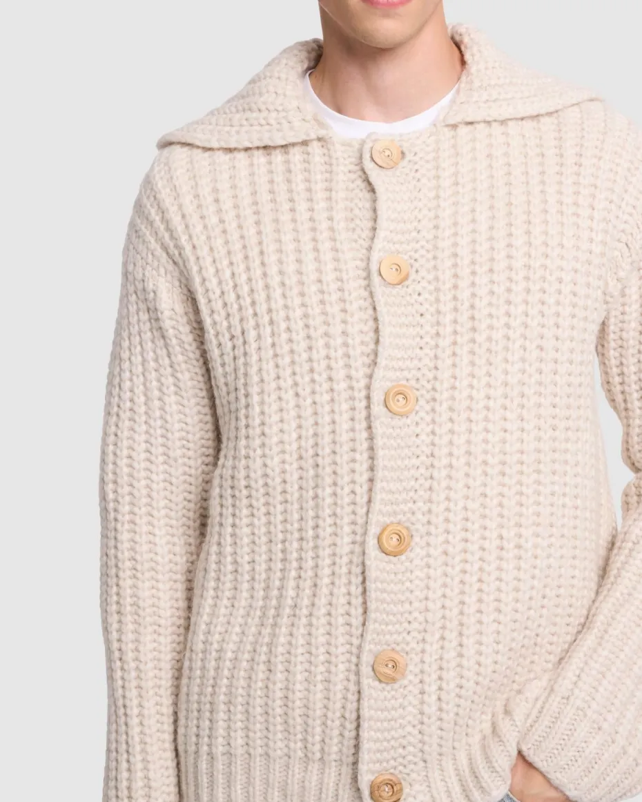 Chunky Knit Cardigan in Light Brown