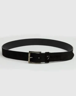Classic Italian Suede Belt in Black
