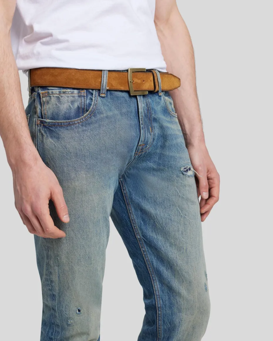 Classic Suede Belt in Dark Brown