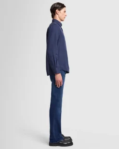 Cotton-Cashmere Button Up Shirt in Light Grey