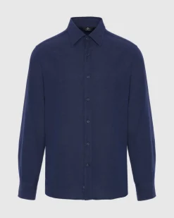 Cotton-Cashmere Button Up Shirt in Light Grey