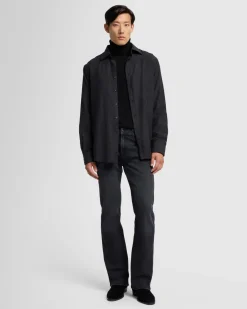 Cotton-Cashmere Button Up Shirt in Light Grey