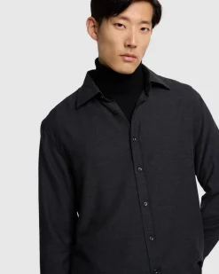 Cotton-Cashmere Button Up Shirt in Light Grey
