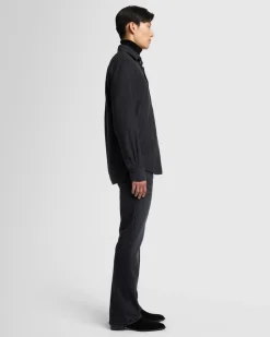 Cotton-Cashmere Button Up Shirt in Light Grey