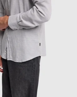 Cotton-Cashmere Button Up Shirt in Light Grey