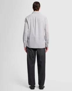Cotton-Cashmere Button Up Shirt in Light Grey