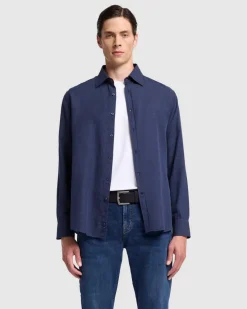 Cotton-Cashmere Button Up Shirt in Light Grey