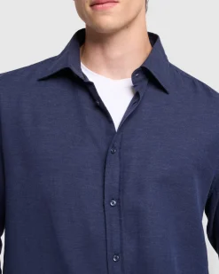 Cotton-Cashmere Button Up Shirt in Light Grey