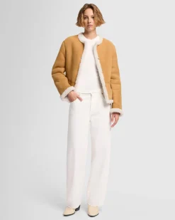 Cropped Shearling Jacket in Porcini