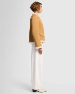 Cropped Shearling Jacket in Porcini