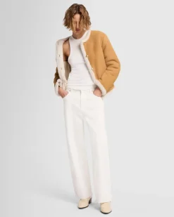 Cropped Shearling Jacket in Porcini