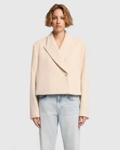 Cropped Wool Jacket in Milk