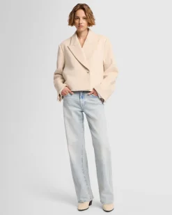 Cropped Wool Jacket in Milk