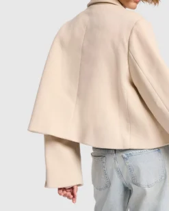 Cropped Wool Jacket in Milk