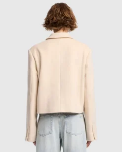 Cropped Wool Jacket in Milk