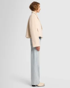Cropped Wool Jacket in Milk