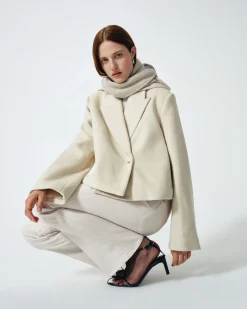 Cropped Wool Jacket in Milk
