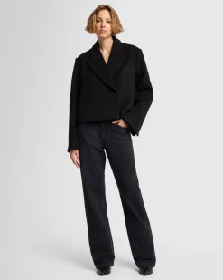 Cropped Wool Jacket in Milk