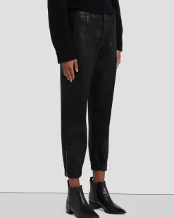 Darted Boyfriend Jogger In Coated Black